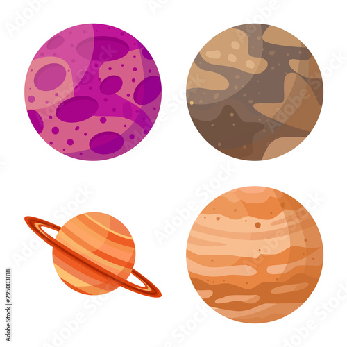 Vector design of planet and system sign. Collection of planet and space vector icon for stock.