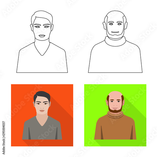 Isolated object of hairstyle and profession sign. Set of hairstyle and character vector icon for stock.