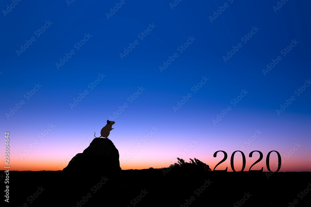 夜明けとネズミのシルエット Stock イラスト Adobe Stock