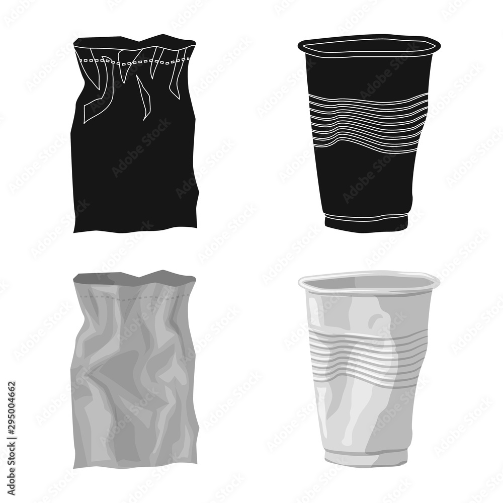 Vector design of refuse and junk sign. Collection of refuse and waste stock vector illustration. Vector design of refuse and junk sign. Collection of refuse and waste stock vector illustration.
