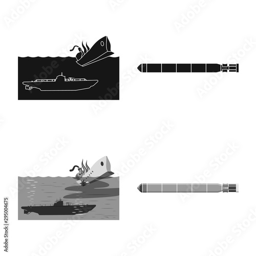 Vector design of war and ship logo. Collection of war and fleet stock vector illustration.