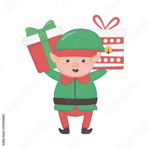 helper holding two gifts decoration merry christmas