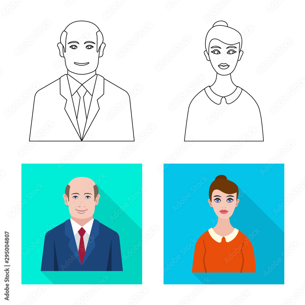 Isolated object of hairstyle and profession icon. Set of hairstyle and character stock vector illustration. Isolated object of hairstyle and profession icon. Set of hairstyle and character stock vector illustration.