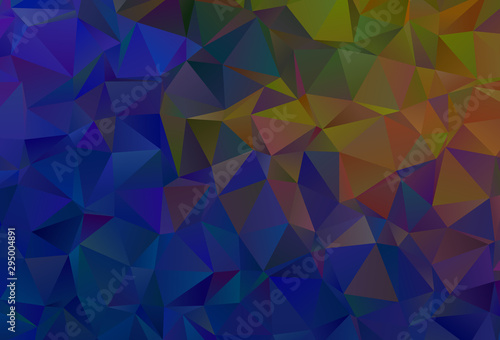 Dark Blue, Yellow vector shining triangular backdrop.