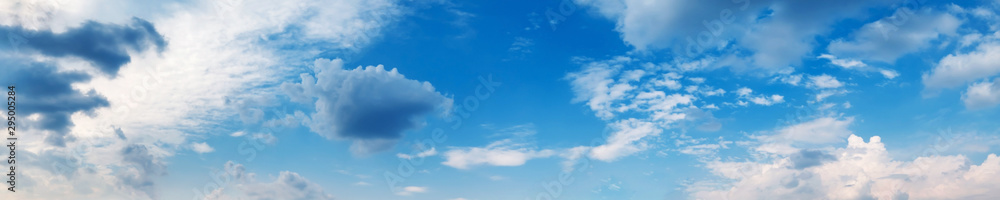 Panorama sky with cloud on a sunny day. Beautiful cirrus cloud. Panoramic image. Panorama sky with cloud on a sunny day. Beautiful cirrus cloud. Panoramic image.