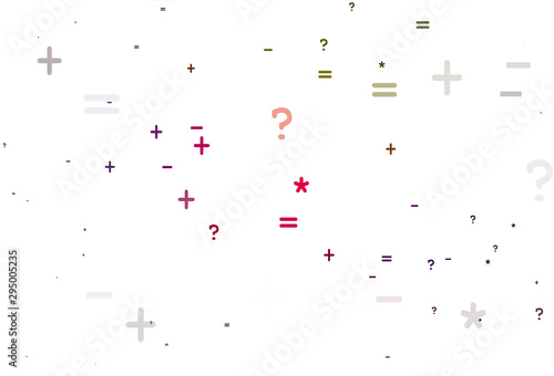 Light Multicolor vector background with arithmetic signs.