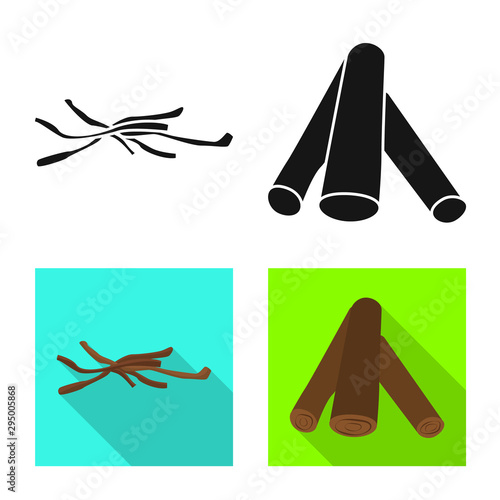 Isolated object of material and logging logo. Set of material and forestry stock vector illustration.