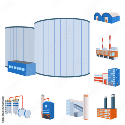 Vector design of factory and industry logo. Collection of factory and industrial stock vector illustration.