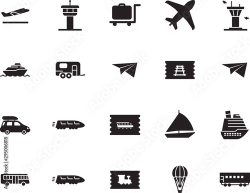 holiday vector icon set such as: home, school, outdoor, box, briefcase, track, camping, cart, company, caravan, activity, mobile, truck, camper, sailboat, coach, bag, sport, circle, fun, rv