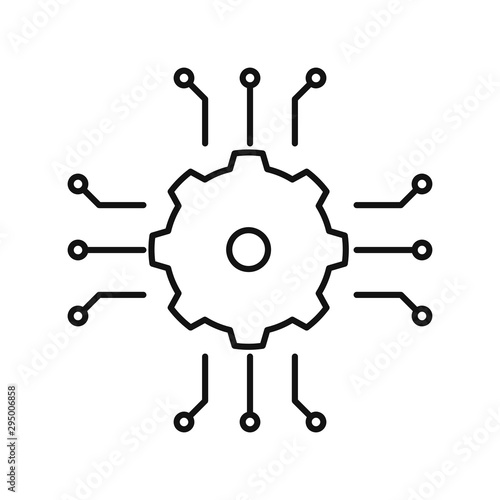 Process Automation icon. Outline thin line illustration. Isolated on white background. 