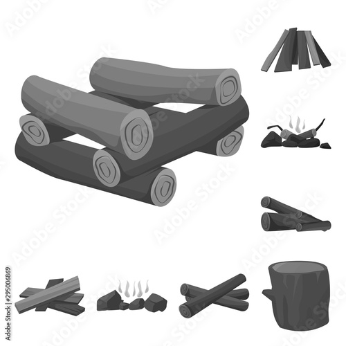 Isolated object of forest and hardwood sign. Set of forest and logging stock vector illustration.