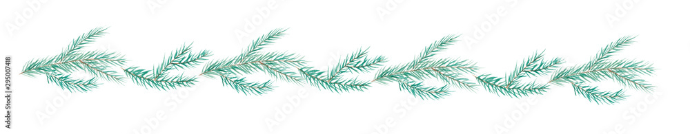 Watercolor Christmas tree branches. Blue New Year fir garland.Hand drawn illustration for greeting cards, posters, prints and other design. Watercolor Christmas tree branches. Blue New Year fir garland.Hand drawn illustration for greeting cards, posters, prints and other design.