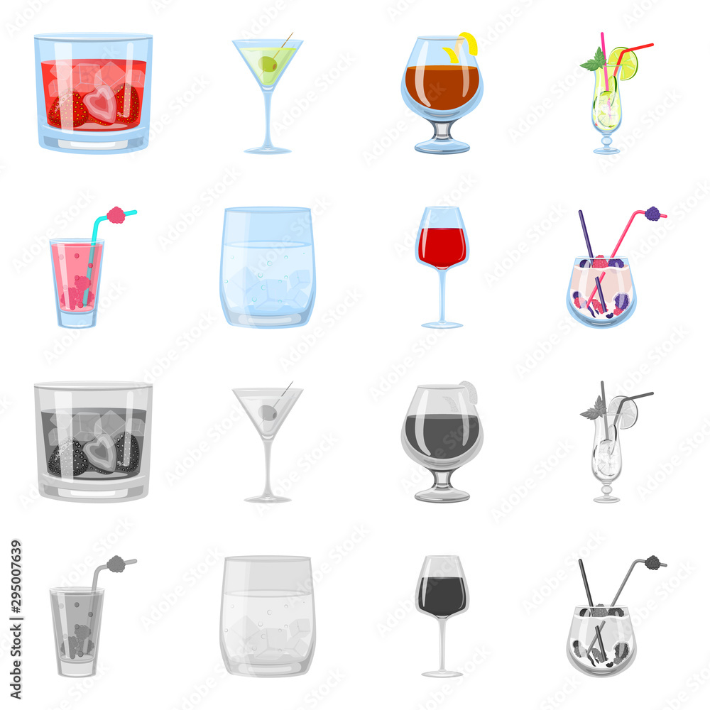 Isolated object of liquor and restaurant sign. Collection of liquor and ingredient stock vector illustration. Isolated object of liquor and restaurant sign. Collection of liquor and ingredient stock vector illustration.