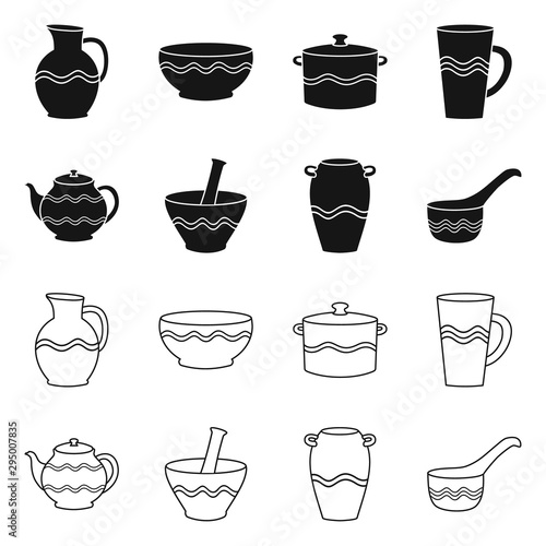 Isolated object of pottery and ware logo. Set of pottery and clayware stock symbol for web.