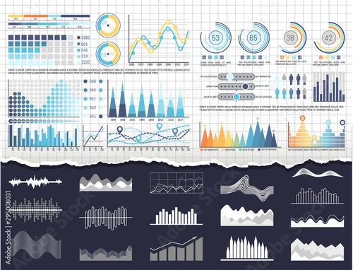 Data on infographics and flowcharts templates vector. Editable business charts having percentages and figures statistics. Pie diagrams and graphs