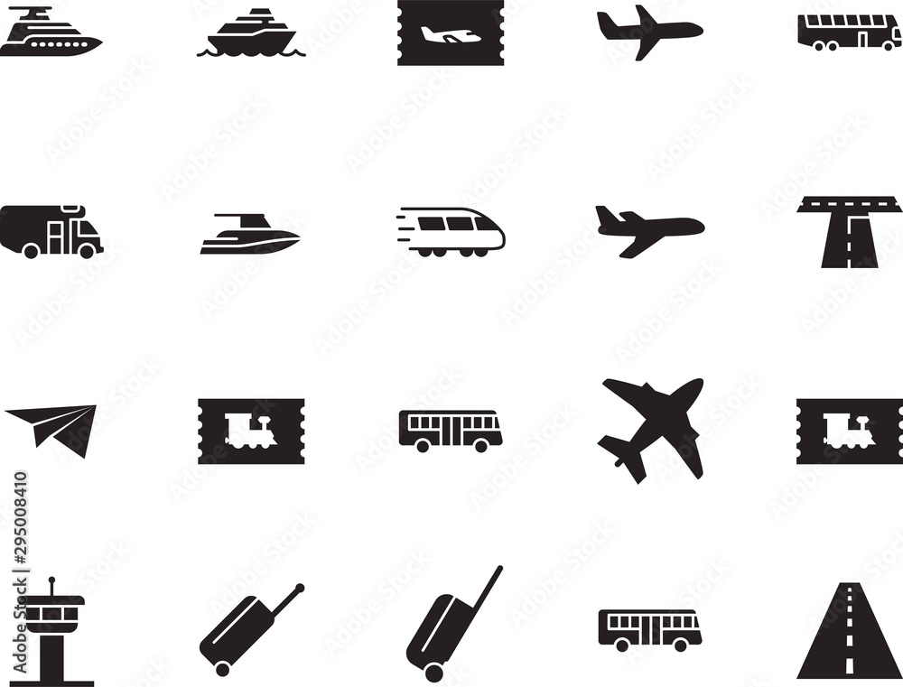 Obraz premium holiday vector icon set such as: art, origami, airline, camping, metro, railroad, rail, automobile, cruiser, mail, toy, wing, express, truck, motorhome, start, ship, wagon, sea, traveler, terminal