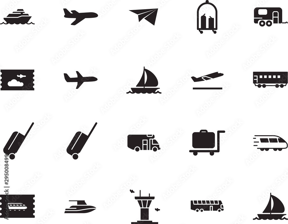 holiday vector icon set such as: water, set, front, smart, airways, origami, tower, metal, track, high, motion, control, bullet, steel, delivery, bus, motorhome, liner, industry, tickets, pictogram