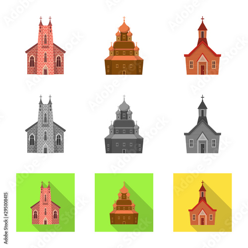 Vector illustration of cult and temple symbol. Set of cult and parish vector icon for stock.