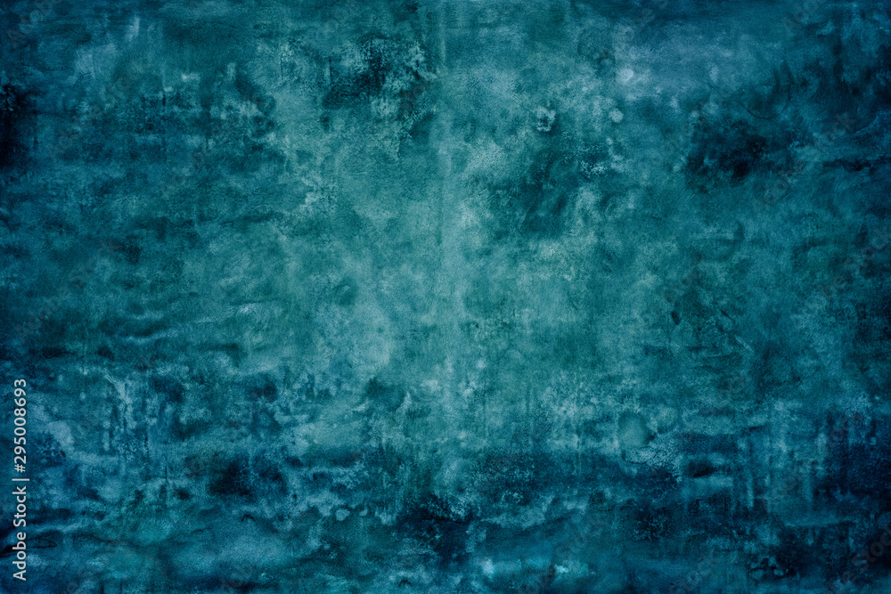 Grunge blue painted cement wall texture background.