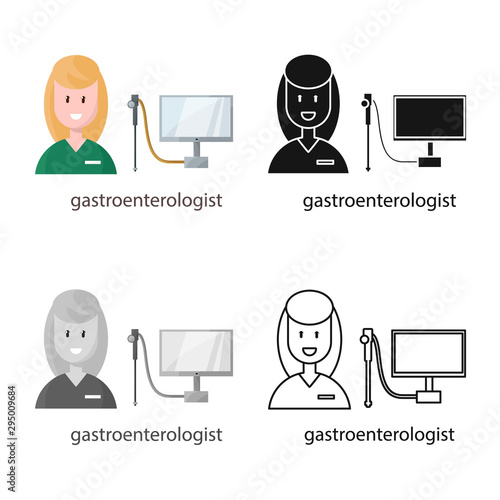 Vector design of gastroenterologist and woman symbol. Collection of gastroenterologist and stomach vector icon for stock.