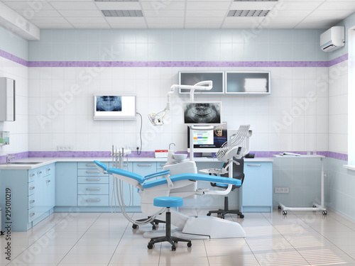 3D rendering modern dentist's office