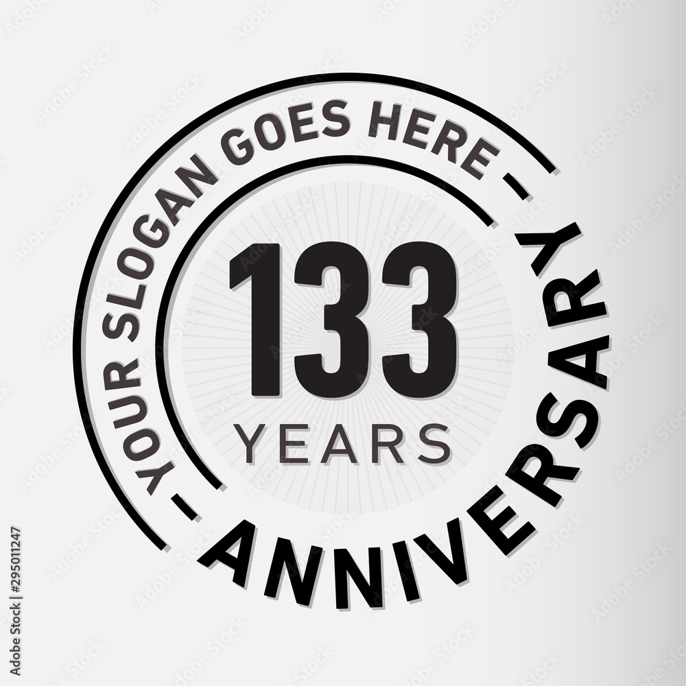 133 years anniversary logo template. One hundred and thirty-three years celebrating logotype. Vector and illustration.