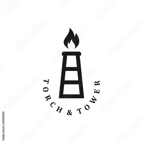 torch logo template, tower design vector creative concept idea idea