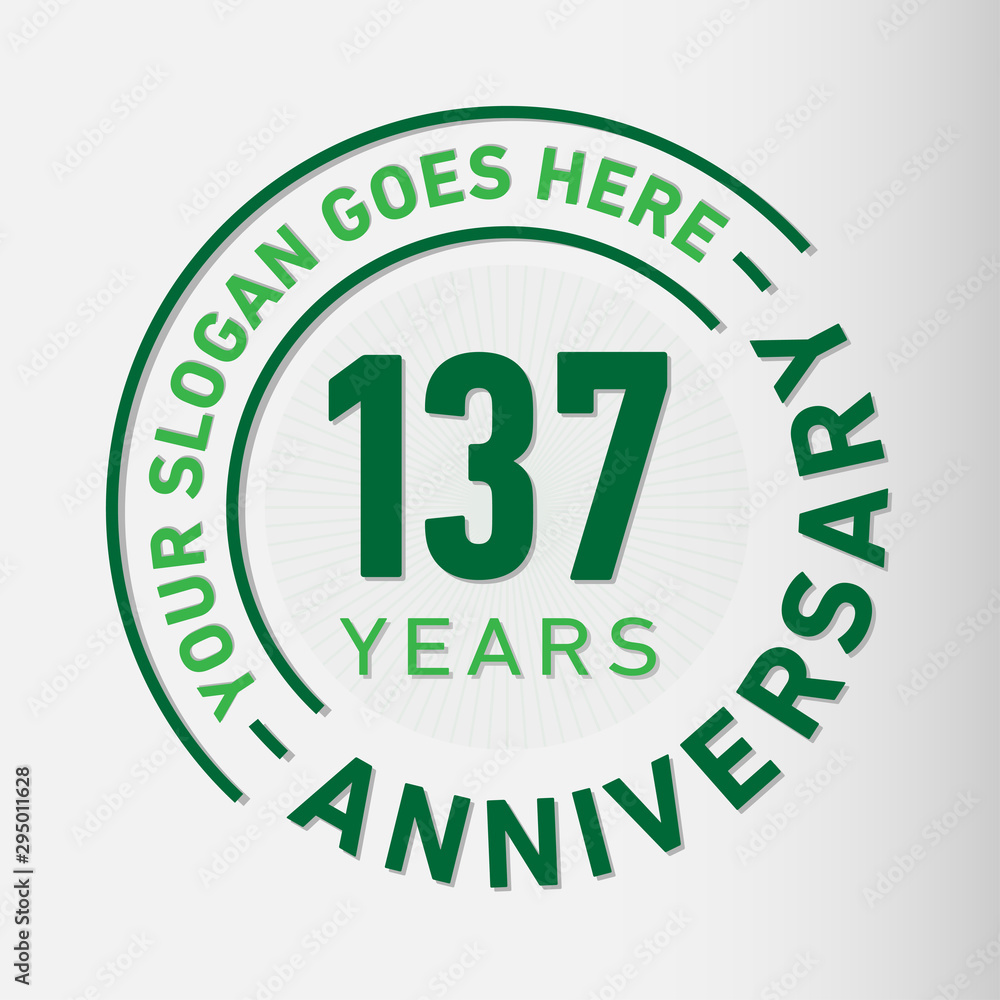 137 years anniversary logo template. One hundred and thirty-seven years celebrating logotype. Vector and illustration. 137 years anniversary logo template. One hundred and thirty-seven years celebrating logotype. Vector and illustration.