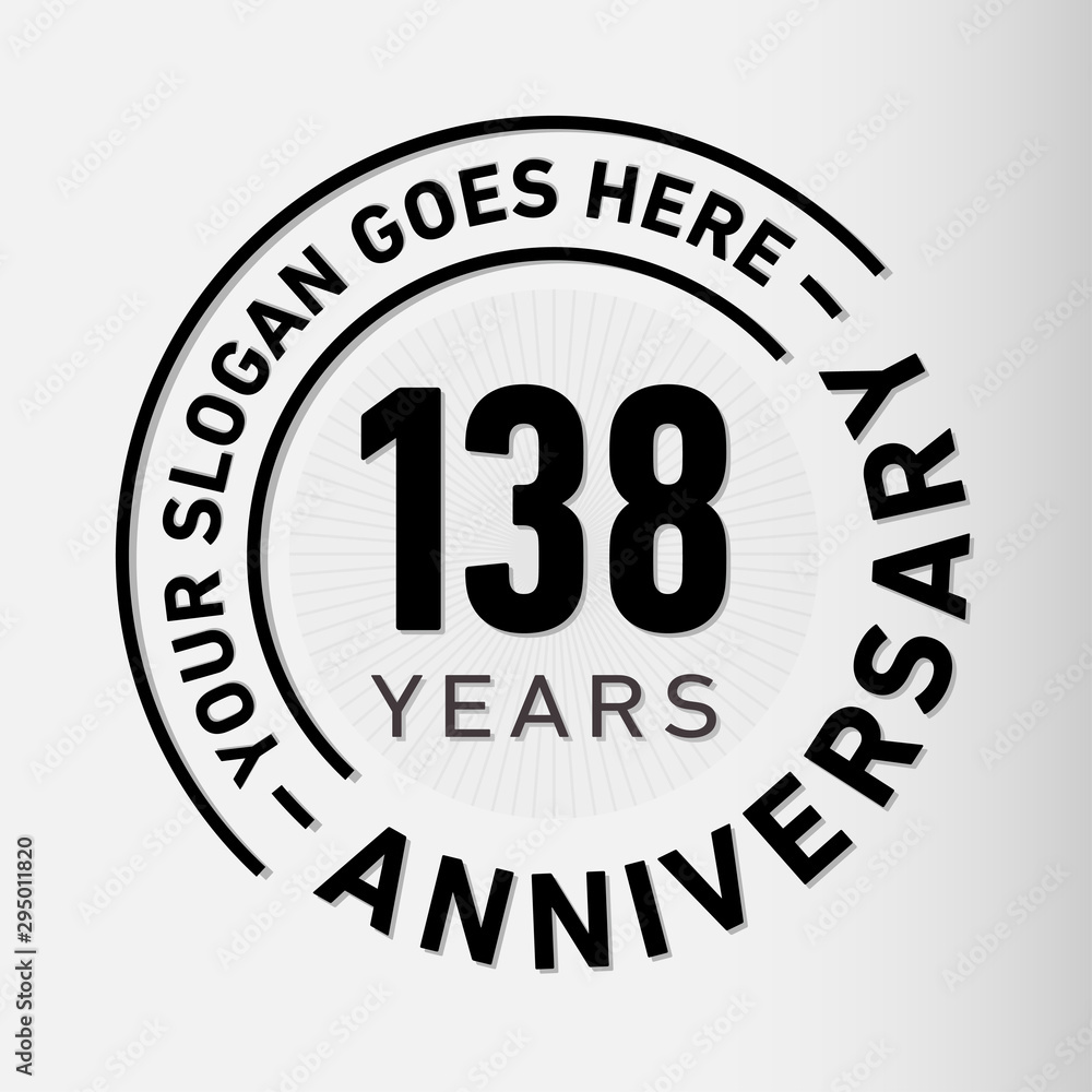 138 years anniversary logo template. One hundred and thirty-eight years celebrating logotype. Vector and illustration.
