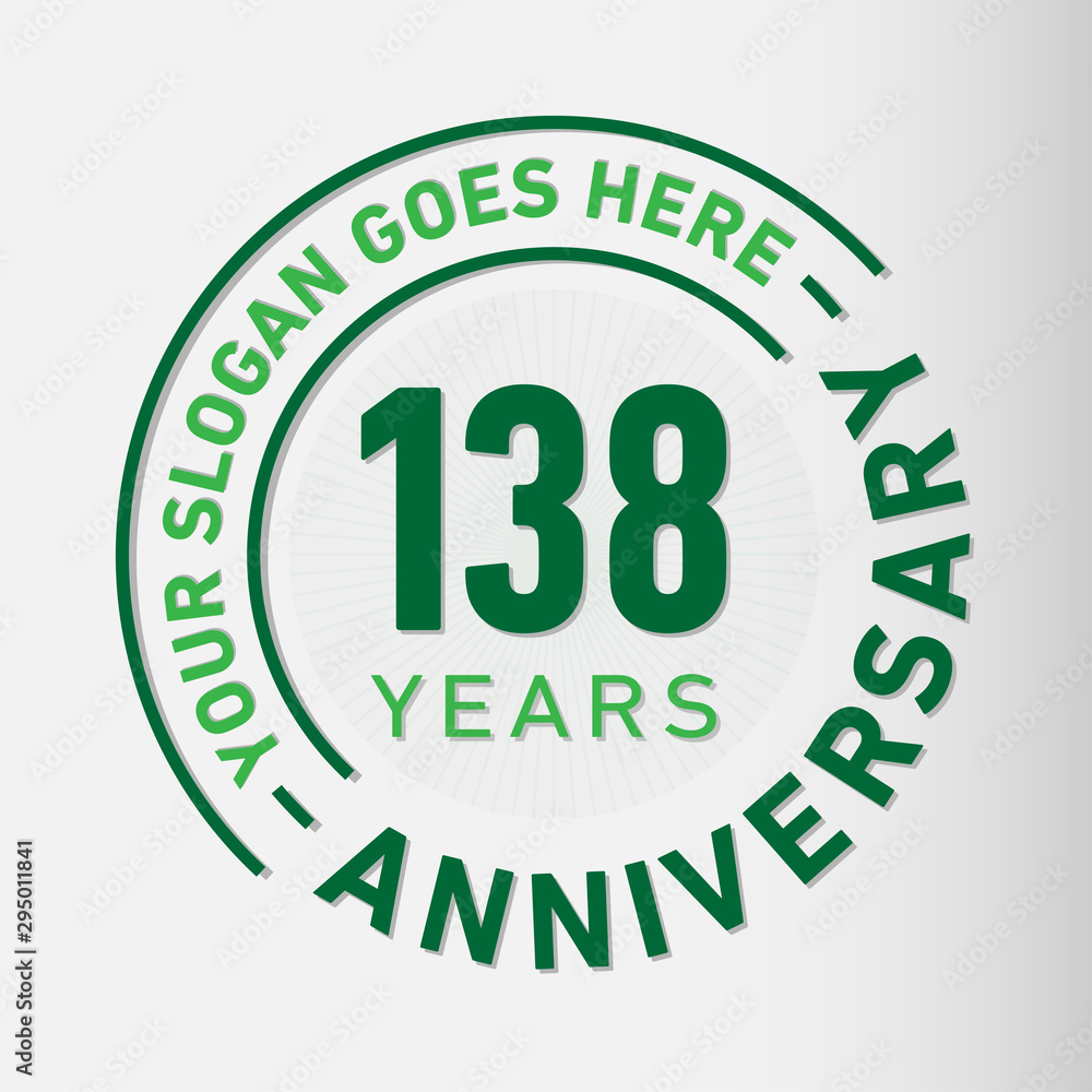 138 years anniversary logo template. One hundred and thirty-eight years celebrating logotype. Vector and illustration. 138 years anniversary logo template. One hundred and thirty-eight years celebrating logotype. Vector and illustration.