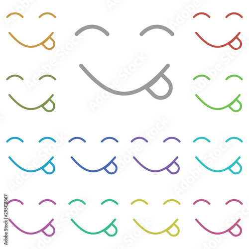 Face, savoring, food multi color icon. Simple thin line, outline vector of emotion icons for ui and ux, website or mobile application