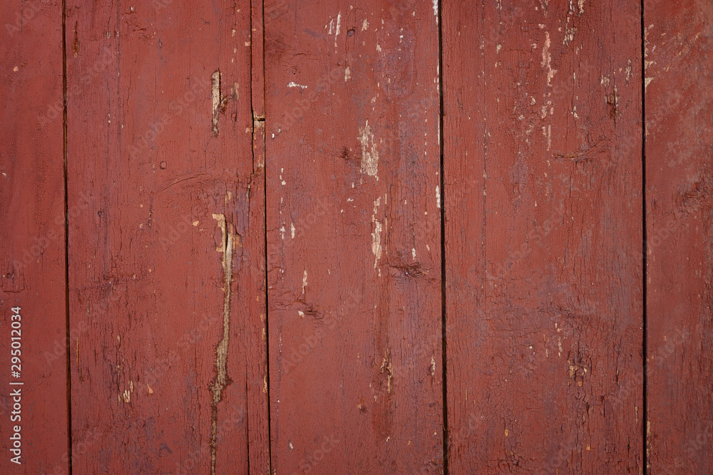 Fototapeta premium Old red painted wooden boards background