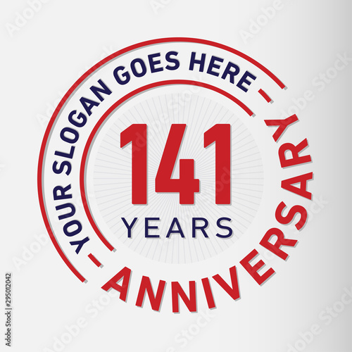141 years anniversary logo template. One hundred and forty-one years celebrating logotype. Vector and illustration.