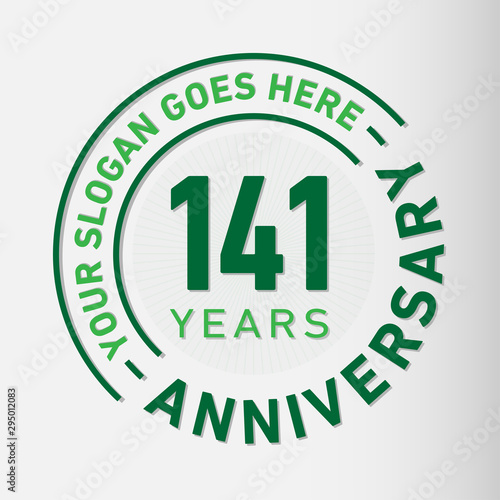 141 years anniversary logo template. One hundred and forty-one years celebrating logotype. Vector and illustration.
