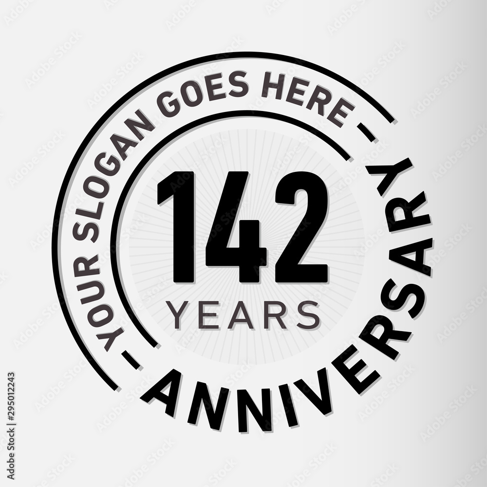 142 years anniversary logo template. One hundred and forty-two years celebrating logotype. Vector and illustration.