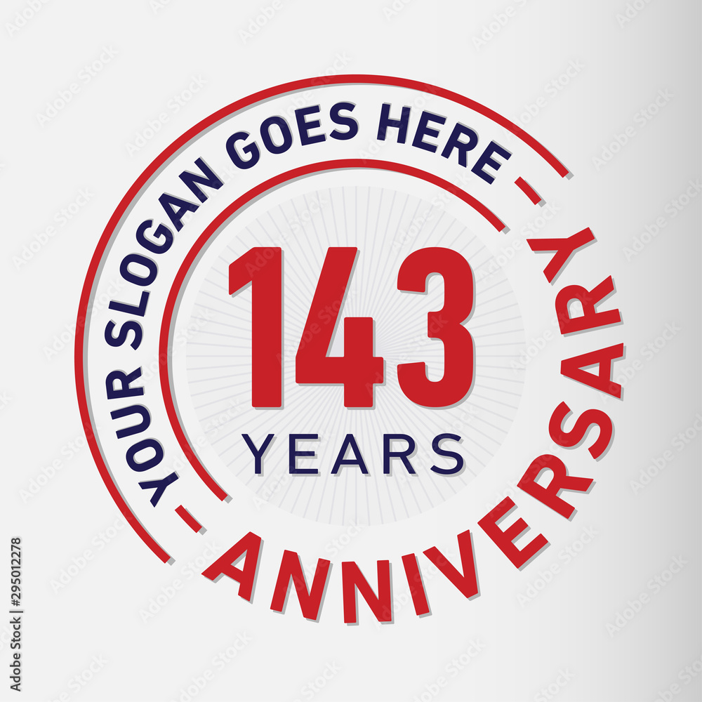 143 years anniversary logo template. One hundred and forty-three years celebrating logotype. Vector and illustration.