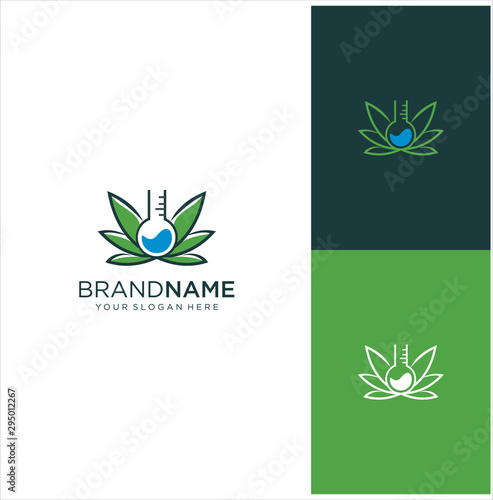 CBD Cannabis Marijuana Hemp Pot lab logo design inspiration . cannabis logo template labs organic, nature, green,natural,health, medical, symbol, icon, plant, sign,laboratory