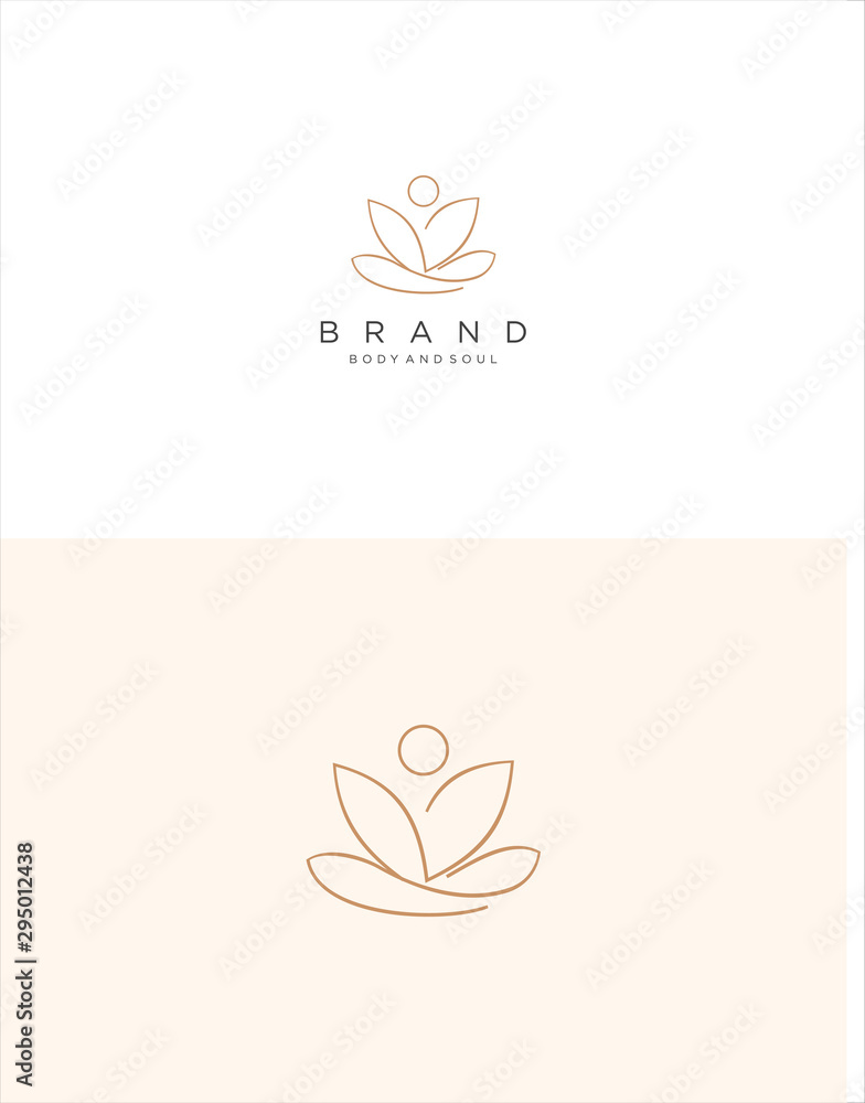 Fototapeta premium Lotus Yoga Logo Design Inspiration . Meditation Lotus Yoga Logo Design