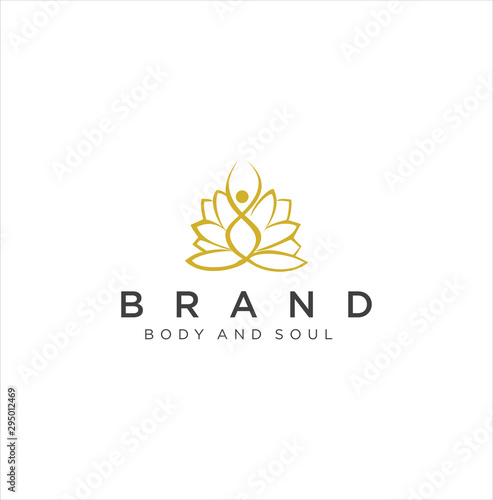 Fototapeta Naklejka Na Ścianę i Meble -  Lotus  Yoga Logo Design Inspiration . Meditation Lotus Yoga Logo Wellness Design