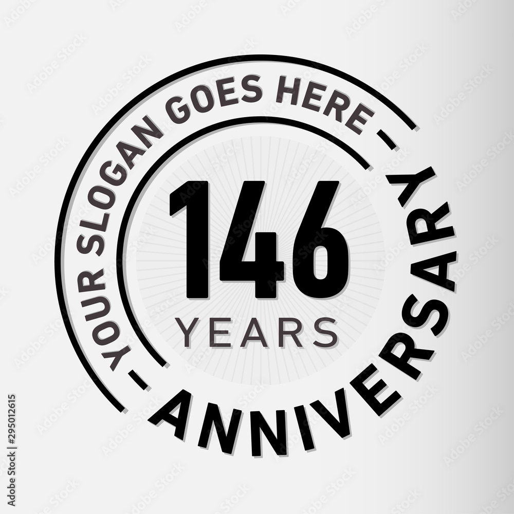 146 years anniversary logo template. One hundred and forty-six years celebrating logotype. Vector and illustration.