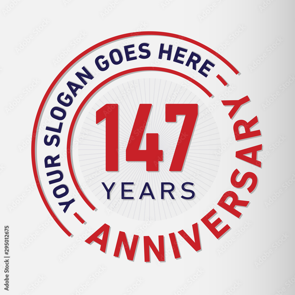 147 years anniversary logo template. One hundred and forty-seven years celebrating logotype. Vector and illustration.