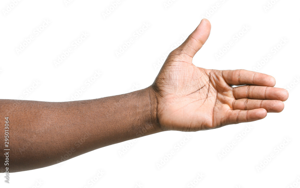 Hand of African-American man on white background Hand of African-American man on white background