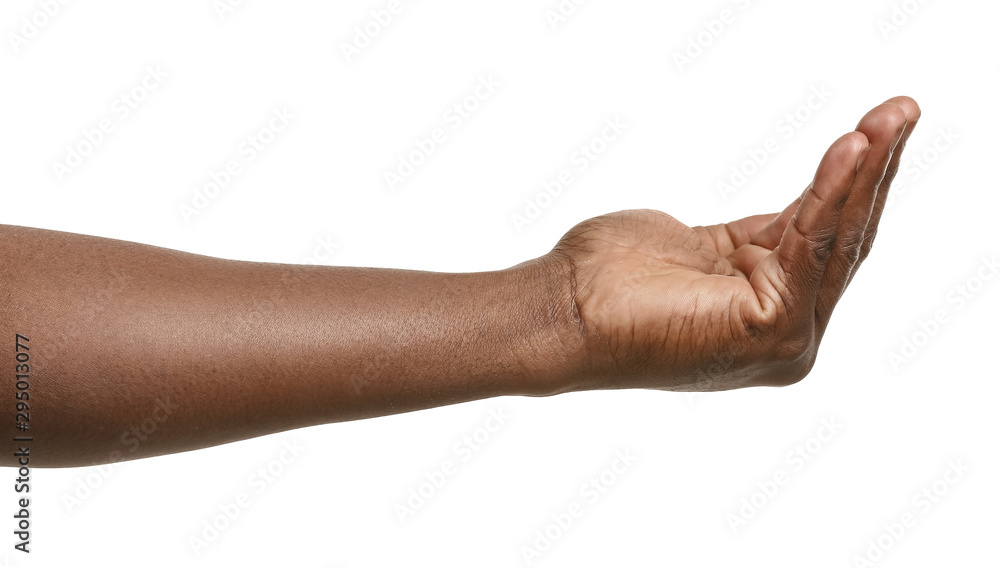 Hand of African-American man on white background Hand of African-American man on white background