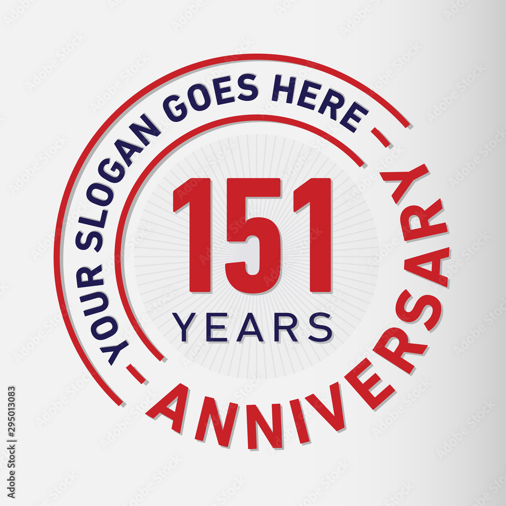 151 years anniversary logo template. One hundred and fifty-one years celebrating logotype. Vector and illustration.