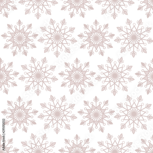 Simple bohemian Christmas lace snowflakes vector seamless pattern on white background for fabric  wallpaper  scrapooking projects for the winter Holidays.