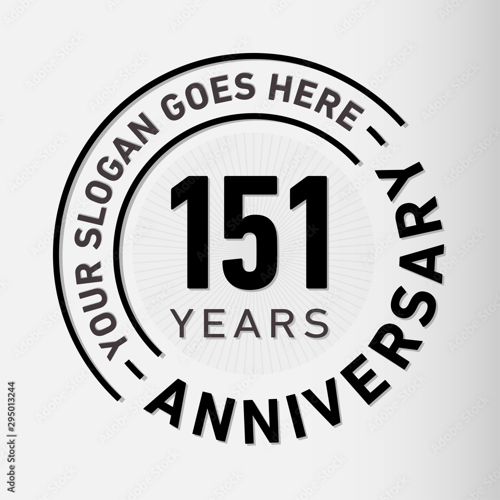 151 years anniversary logo template. One hundred and fifty-one years celebrating logotype. Vector and illustration.