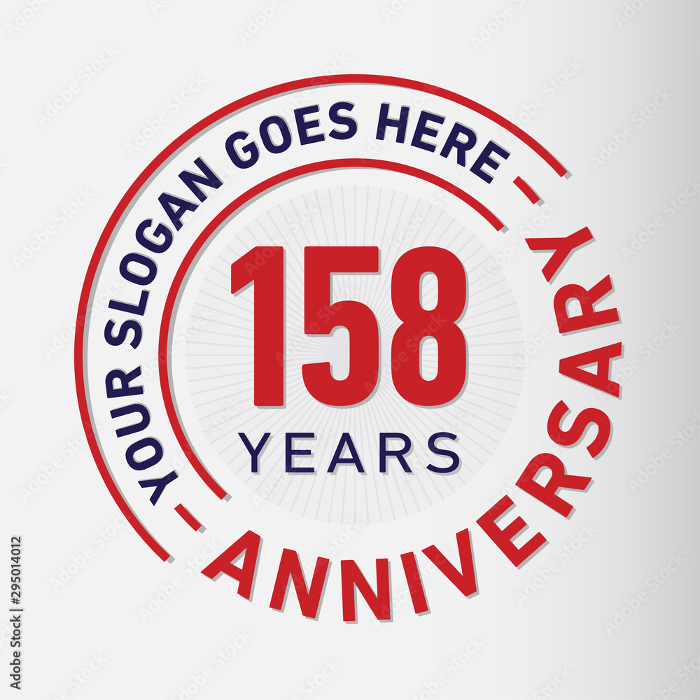 158 years anniversary logo template. One hundred and fifty-eight years celebrating logotype. Vector and illustration.