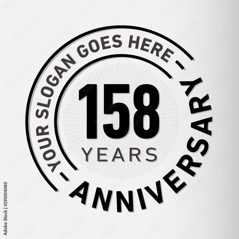 158 years anniversary logo template. One hundred and fifty-eight years celebrating logotype. Vector and illustration.