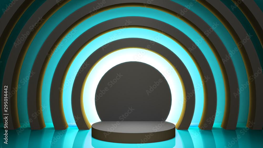 Fototapeta premium simple round color podium for product presentation 3d render