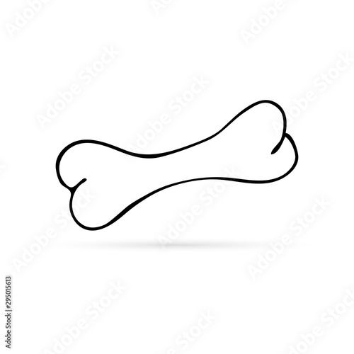 Doodle silhouette dog bone. Hand drawing grunge line art. Vector illustration.